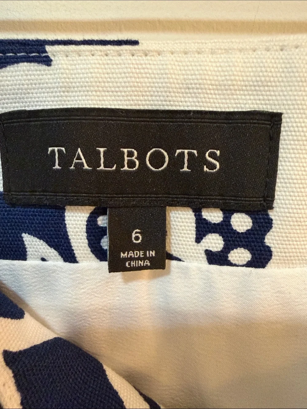 Talbots Navy & White Floral Lace-Trim Mini Skirt